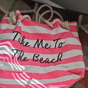 Victoria's Secret Pink and White Striped Tote